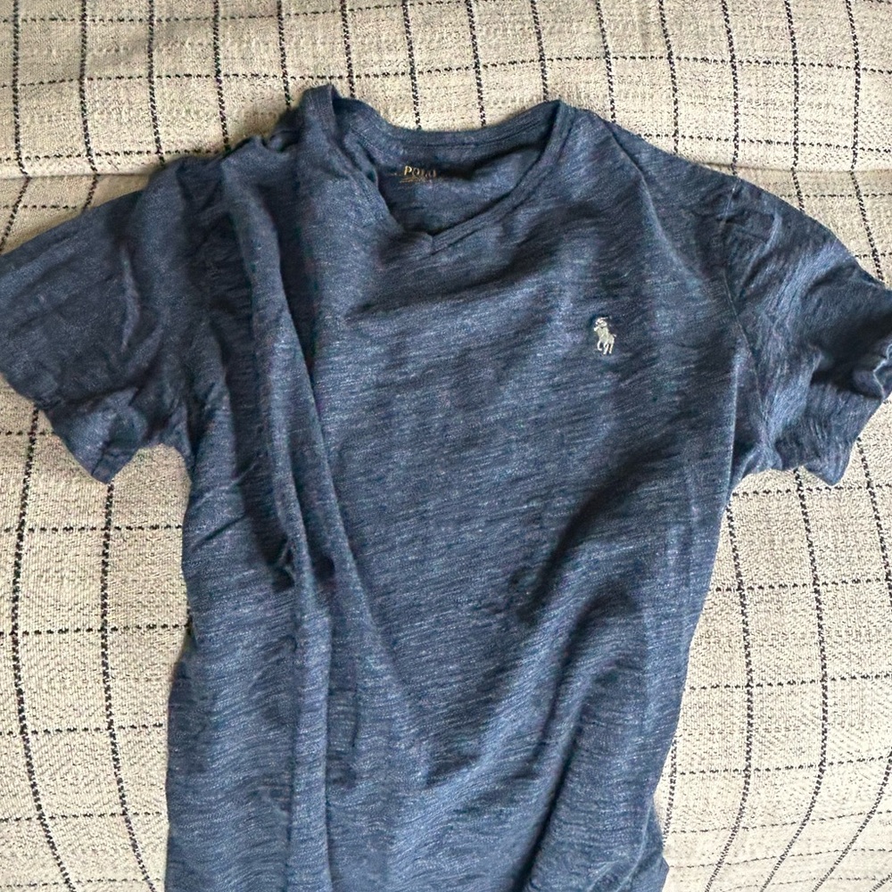 Blue Polo T-Shirt with Silver Logo